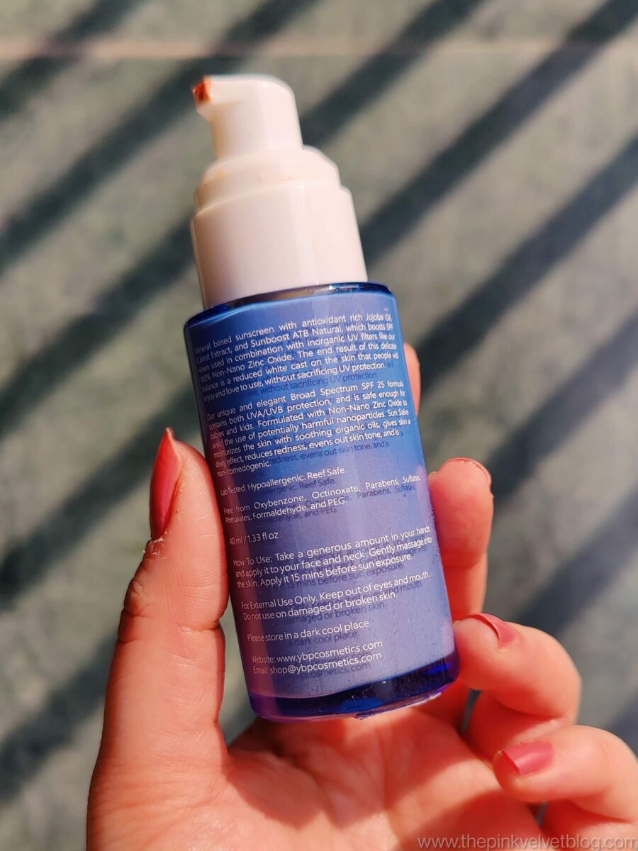 YBP Sunscreen Ingredients