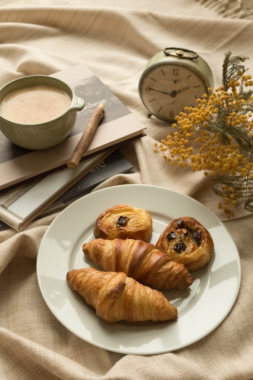 baking-croissants and coffee-flatlay